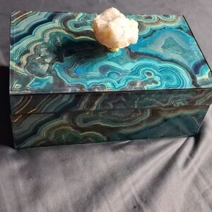 Elegant Blue and Green Jewelry Organizer Box